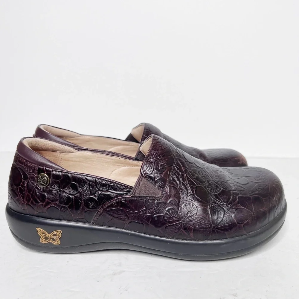 Alegria Keli Work Professional Shoes Brown Leather Size 38 Floral Size 7 Women’s